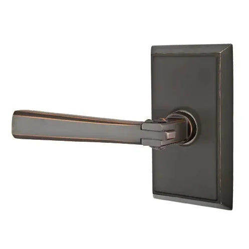 Emtek Arts and Crafts Door Lever with Rectangular Rose by Emtek