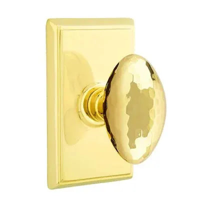 Emtek Hammered Egg Door Knob with Rectangular Rose by Emtek