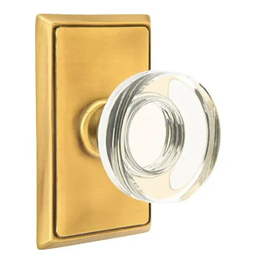 Emtek Modern Disc Glass Door Knob with Rectangular Rose by Emtek