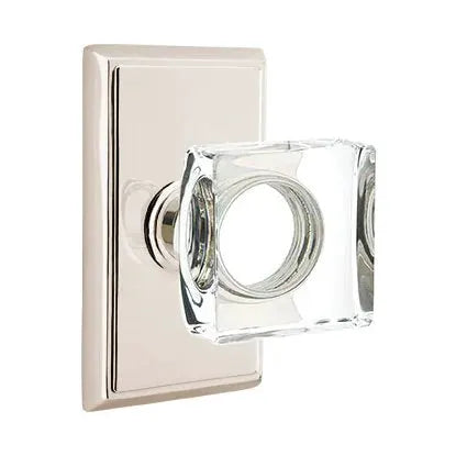 Emtek Modern Square Glass Door Knob with Rectangular Rose by Emtek