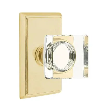 Emtek Modern Square Glass Door Knob with Rectangular Rose by Emtek