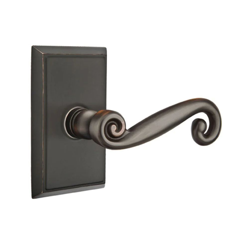 Emtek Rustic Door Lever with Rectangular Rose by Emtek