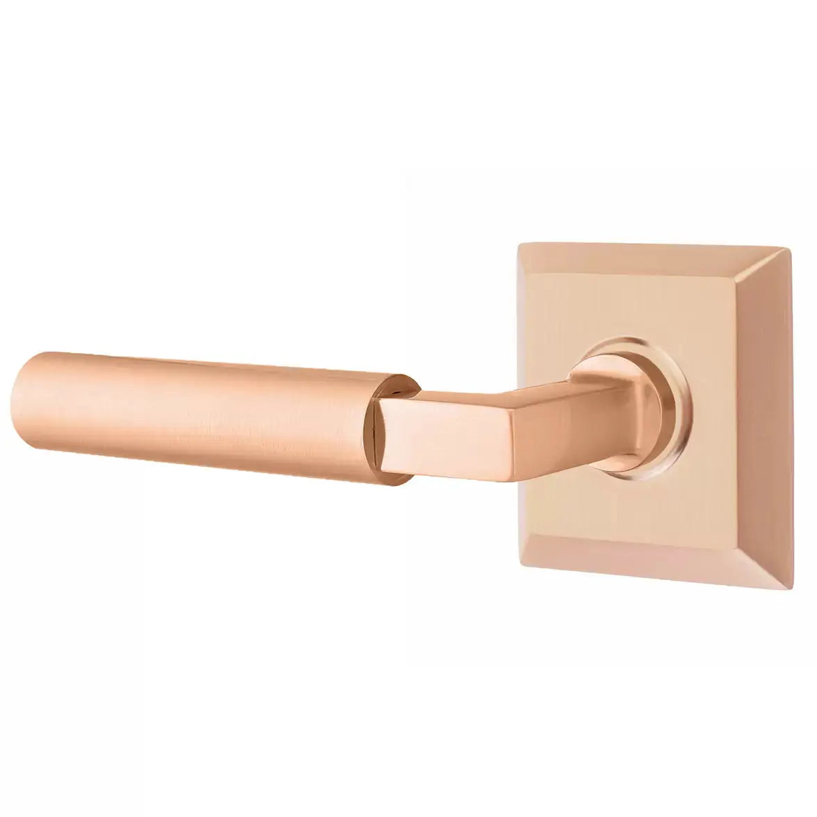 Emtek Smooth Lever with L-Square Stem and Quincy Rose by Emtek