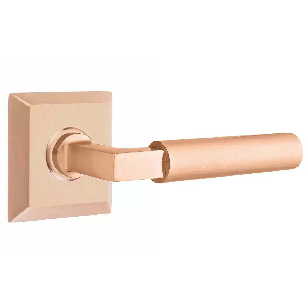Emtek Smooth Lever with L-Square Stem and Quincy Rose by Emtek