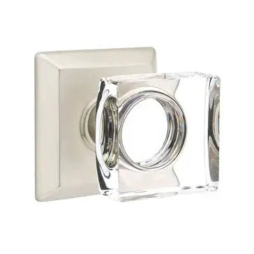 Emtek Modern Square Glass Door Knob with Quincy Rose by Emtek