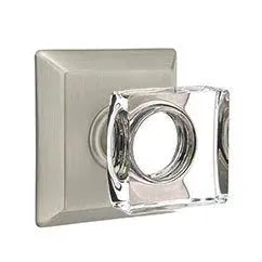Emtek Modern Square Glass Door Knob with Quincy Rose by Emtek