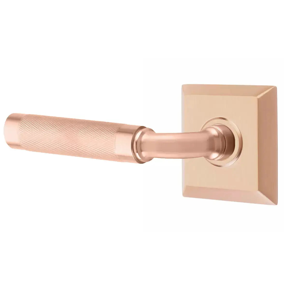 Emtek Knurled Lever with R-Bar Stem and Quincy Rose by Emtek