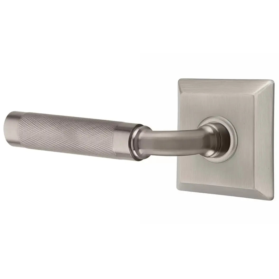 Emtek Knurled Lever with R-Bar Stem and Quincy Rose by Emtek