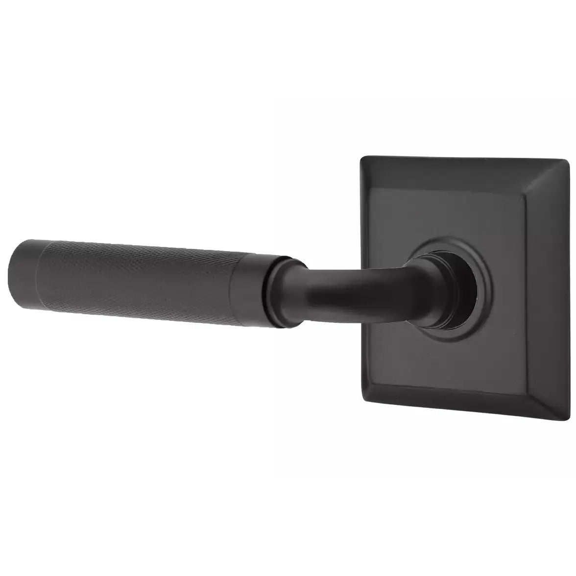 Emtek Knurled Lever with R-Bar Stem and Quincy Rose by Emtek