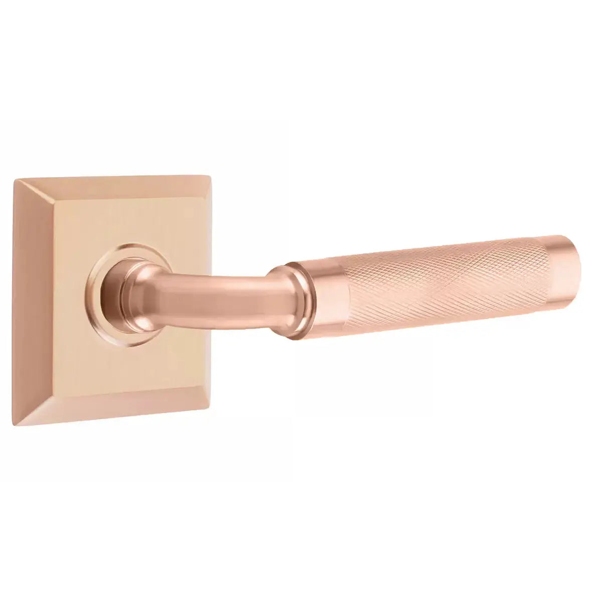 Emtek Knurled Lever with R-Bar Stem and Quincy Rose by Emtek