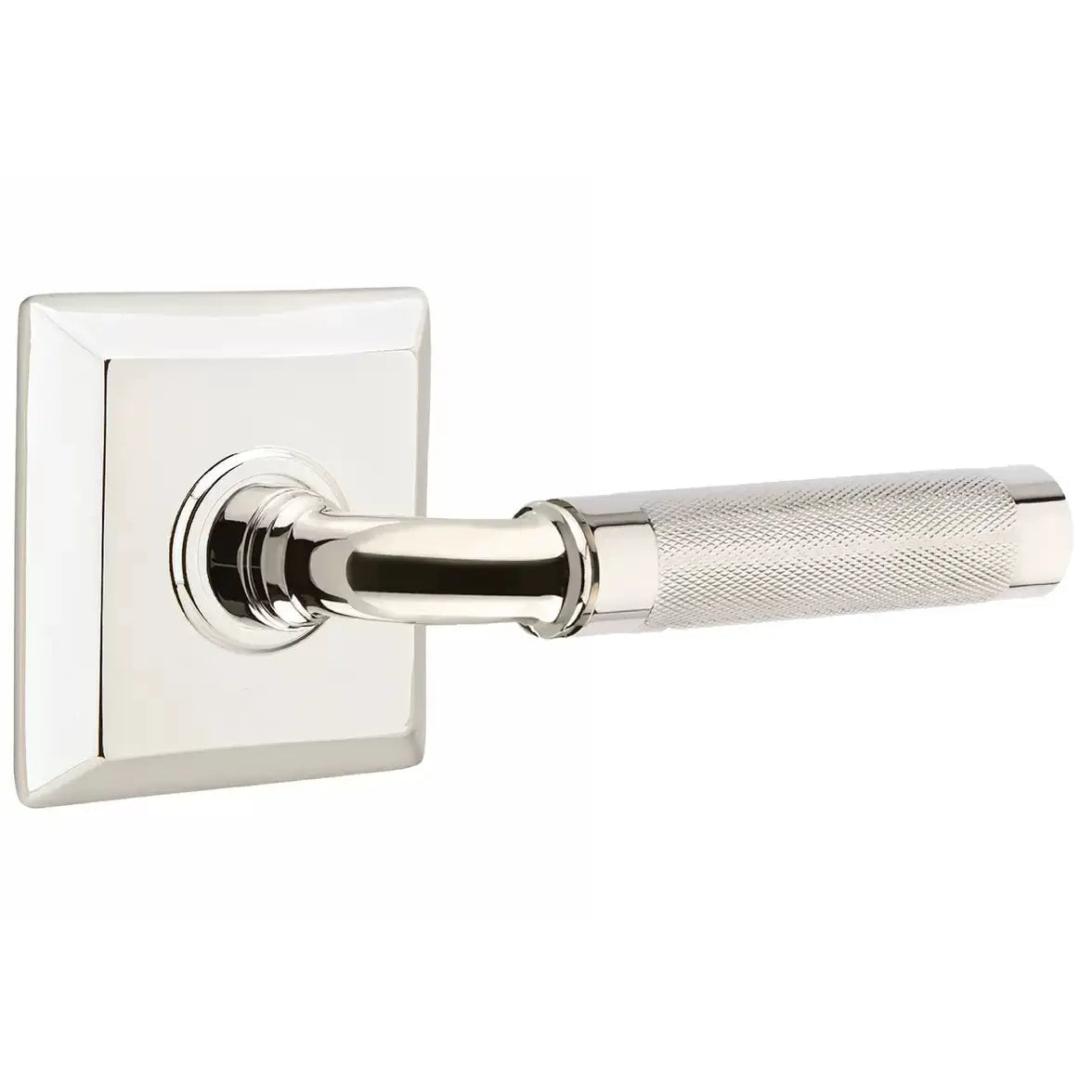 Emtek Knurled Lever with R-Bar Stem and Quincy Rose by Emtek