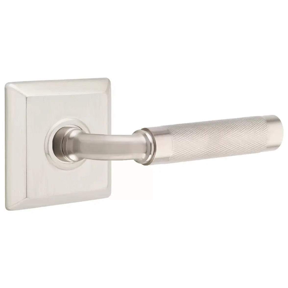 Emtek Knurled Lever with R-Bar Stem and Quincy Rose by Emtek