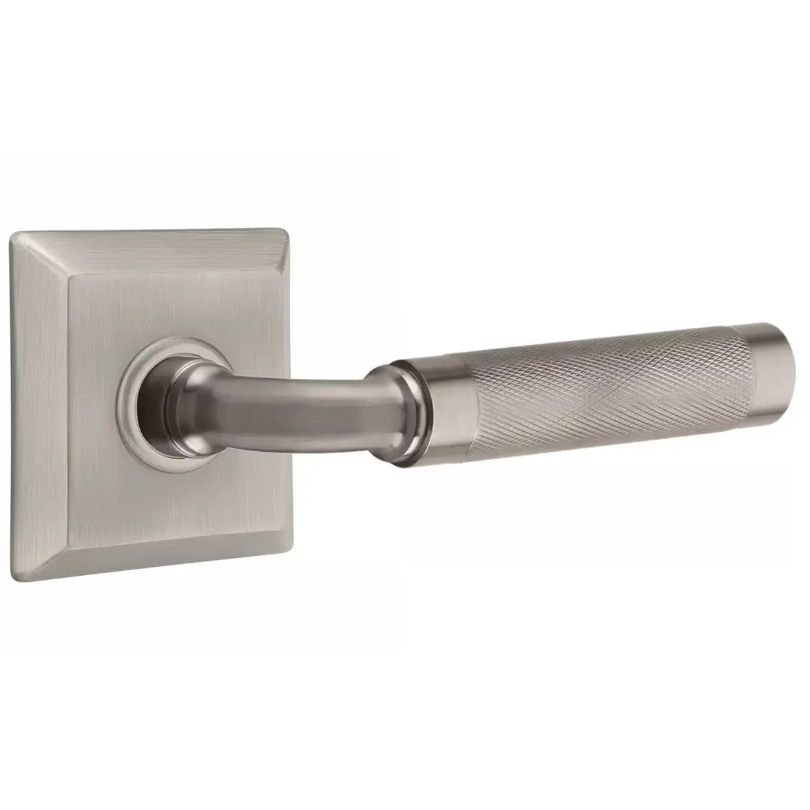 Emtek Knurled Lever with R-Bar Stem and Quincy Rose by Emtek