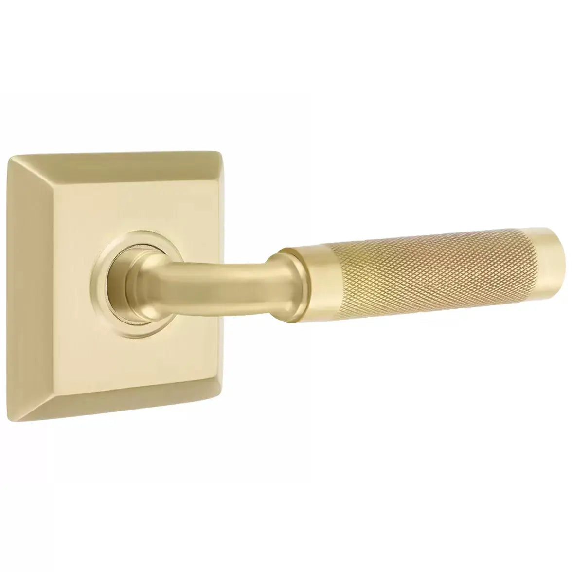 Emtek Knurled Lever with R-Bar Stem and Quincy Rose by Emtek