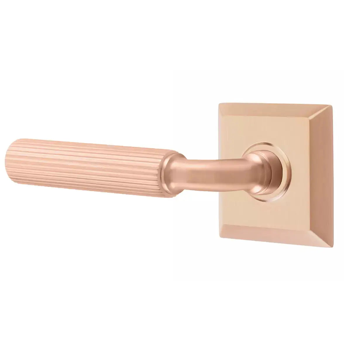 Emtek Straight Knurled Lever with R-Bar Stem and Quincy Rose by Emtek