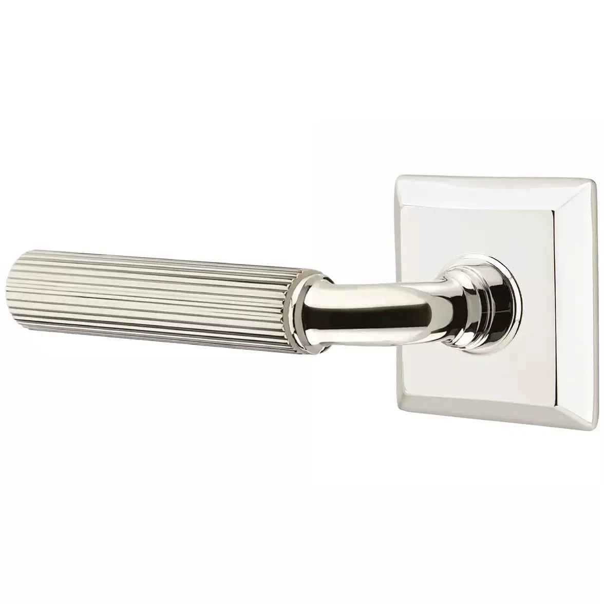 Emtek Straight Knurled Lever with R-Bar Stem and Quincy Rose by Emtek