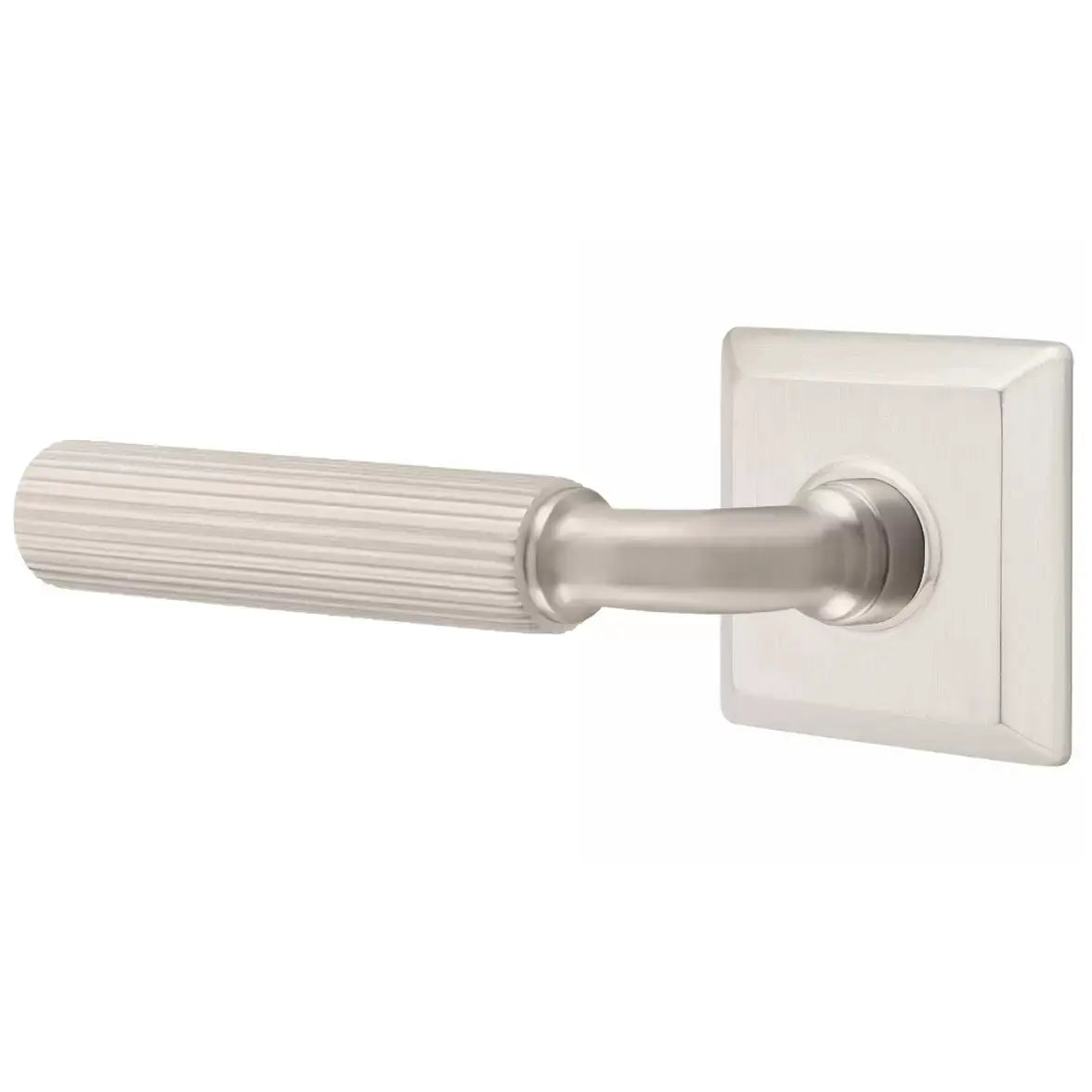 Emtek Straight Knurled Lever with R-Bar Stem and Quincy Rose by Emtek