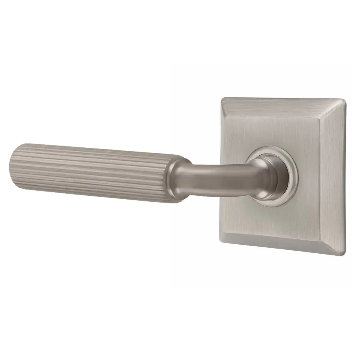 Emtek Straight Knurled Lever with R-Bar Stem and Quincy Rose by Emtek