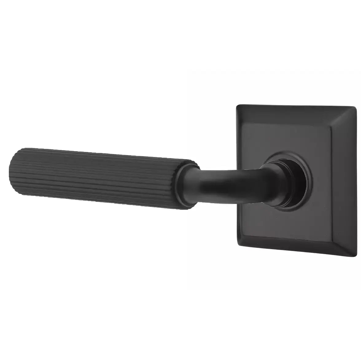 Emtek Straight Knurled Lever with R-Bar Stem and Quincy Rose by Emtek
