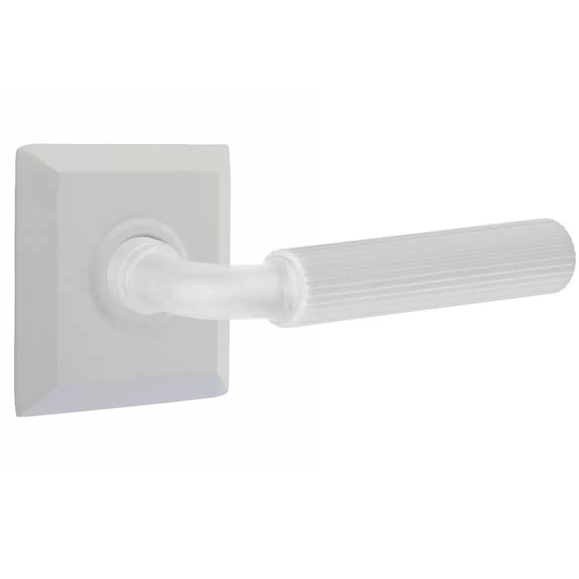 Emtek Straight Knurled Lever with R-Bar Stem and Quincy Rose by Emtek