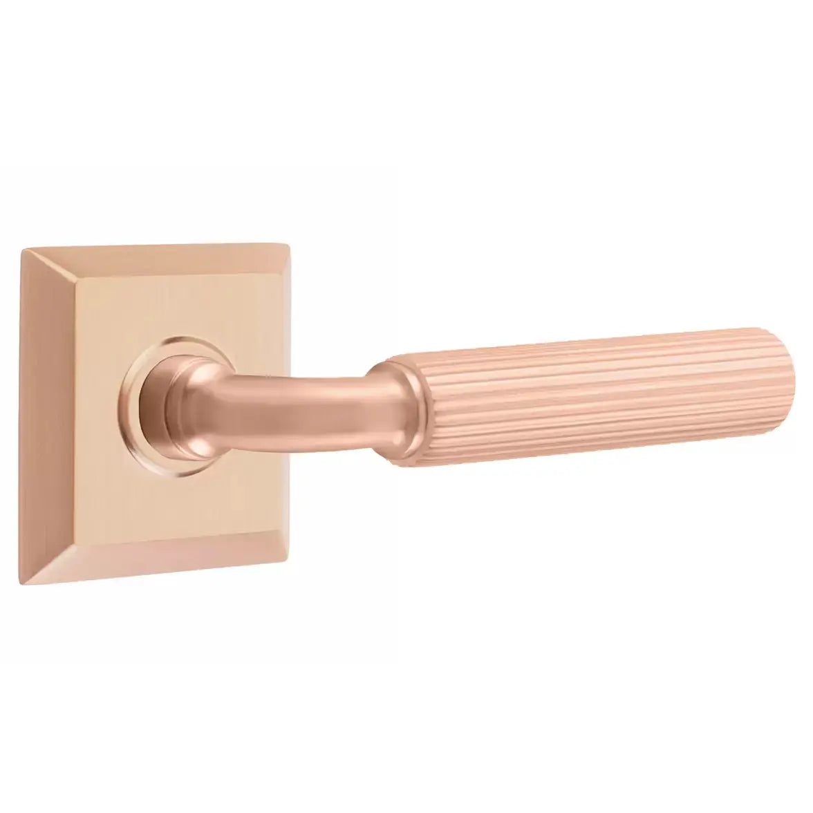 Emtek Straight Knurled Lever with R-Bar Stem and Quincy Rose by Emtek