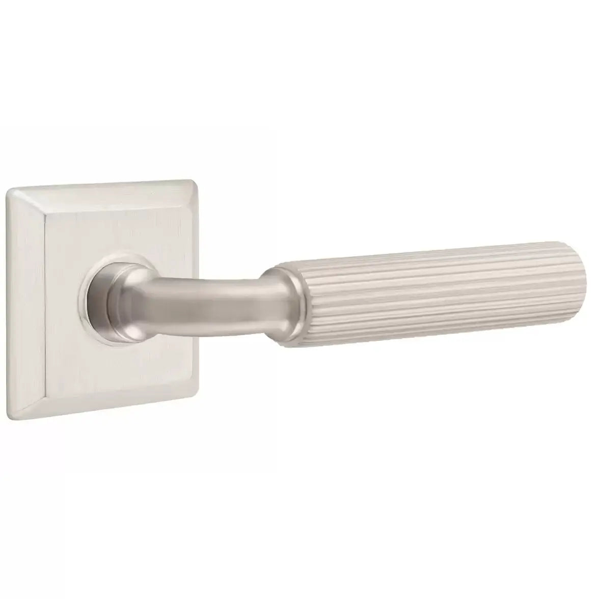 Emtek Straight Knurled Lever with R-Bar Stem and Quincy Rose by Emtek