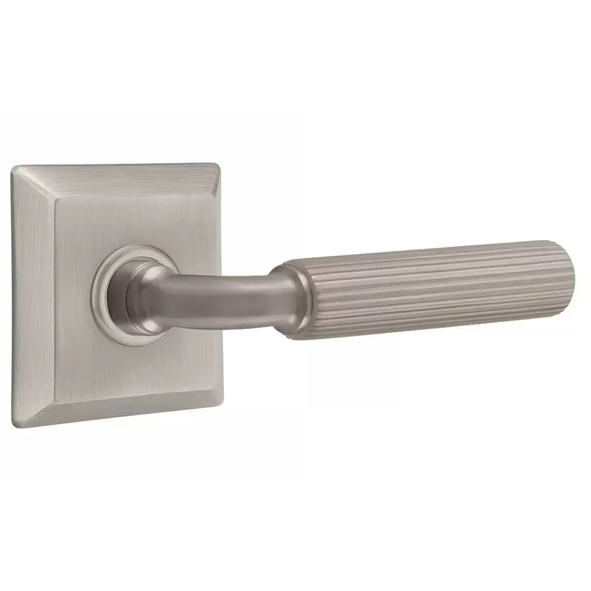 Emtek Straight Knurled Lever with R-Bar Stem and Quincy Rose by Emtek