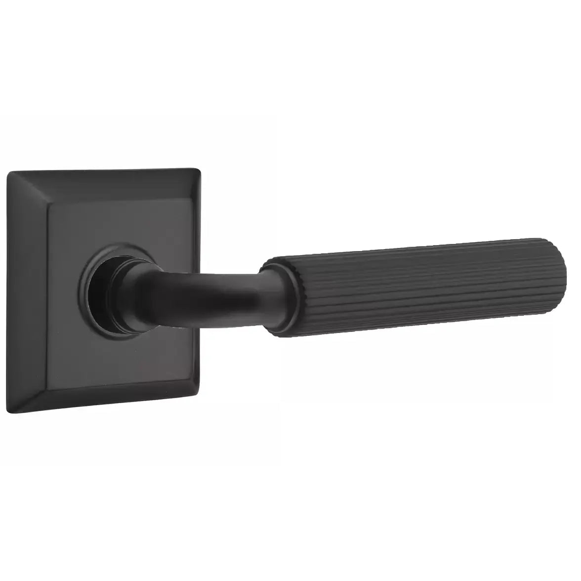 Emtek Straight Knurled Lever with R-Bar Stem and Quincy Rose by Emtek