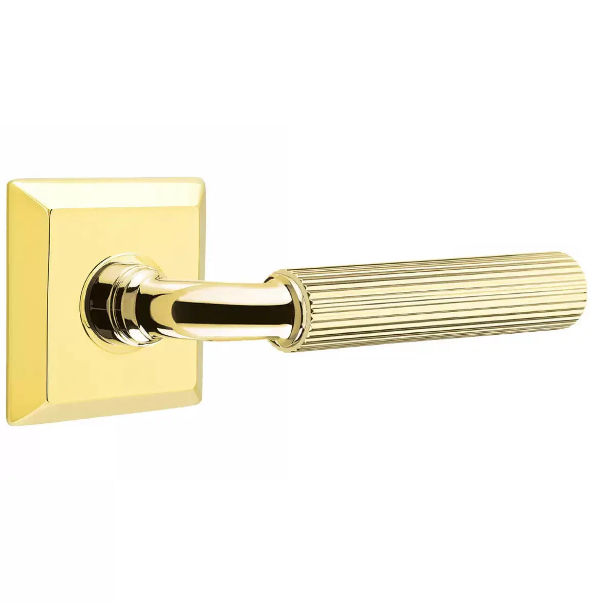 Emtek Straight Knurled Lever with R-Bar Stem and Quincy Rose by Emtek