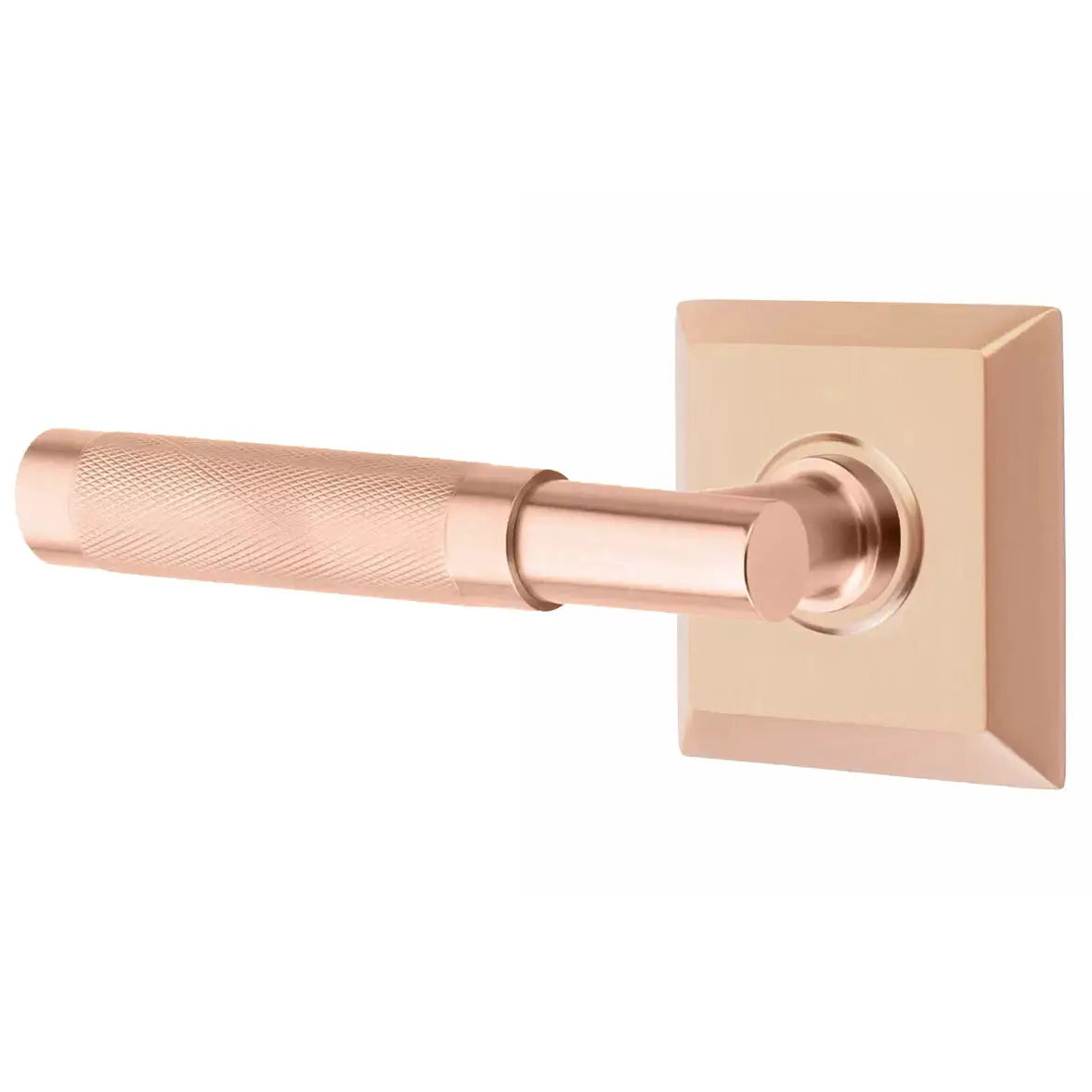 Emtek Knurled Lever with T-Bar Stem and Quincy Rose by Emtek