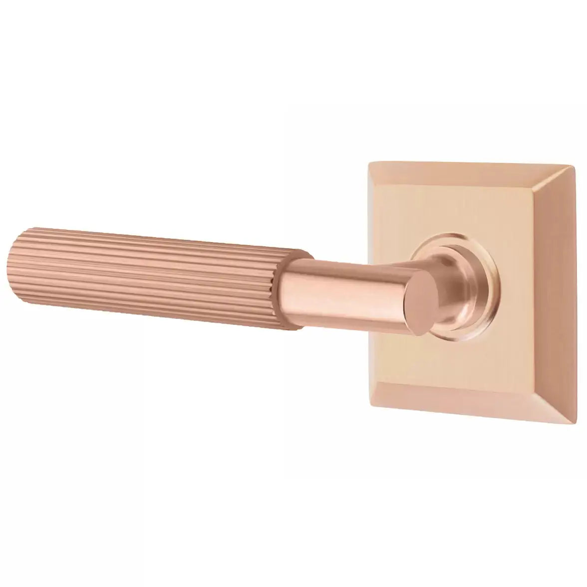 Emtek Straight Knurled Lever with T-Bar Stem and Quincy Rose by Emtek