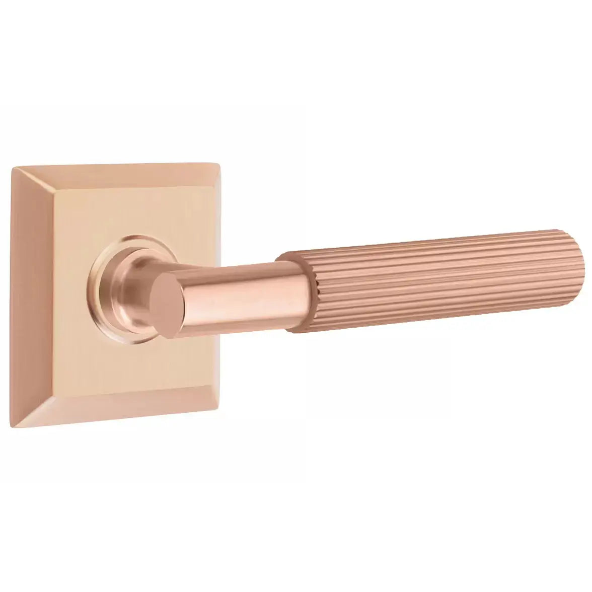 Emtek Straight Knurled Lever with T-Bar Stem and Quincy Rose by Emtek