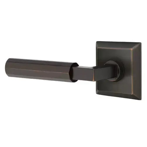 Emtek Faceted Lever with L-Square Stem and Quincy Rose by Emtek