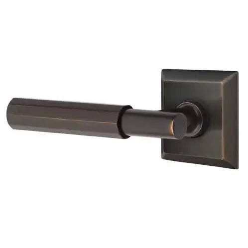 Emtek Faceted Lever with T-Bar Stem and Quincy Rose by Emtek