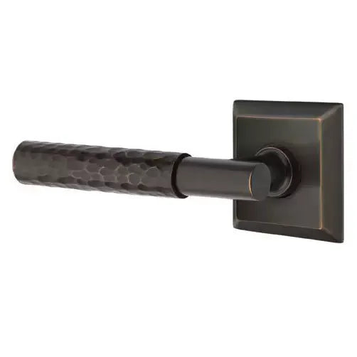 Emtek Hammered Lever with T-Bar Stem and Quincy Rose by Emtek