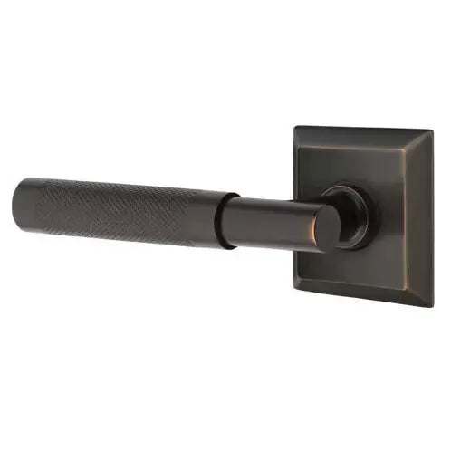 Emtek Knurled Lever with T-Bar Stem and Quincy Rose by Emtek