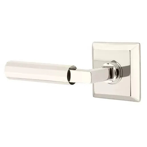 Emtek Faceted Lever with L-Square Stem and Quincy Rose by Emtek