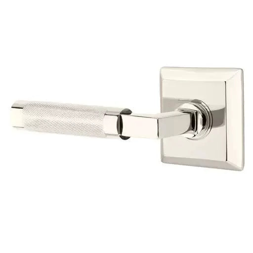 Emtek Knurled Lever with L-Square Stem and Quincy Rose by Emtek