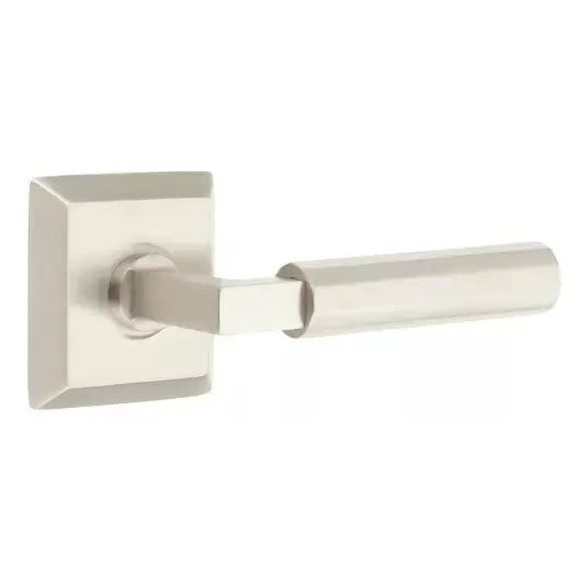Emtek Faceted Lever with L-Square Stem and Quincy Rose by Emtek