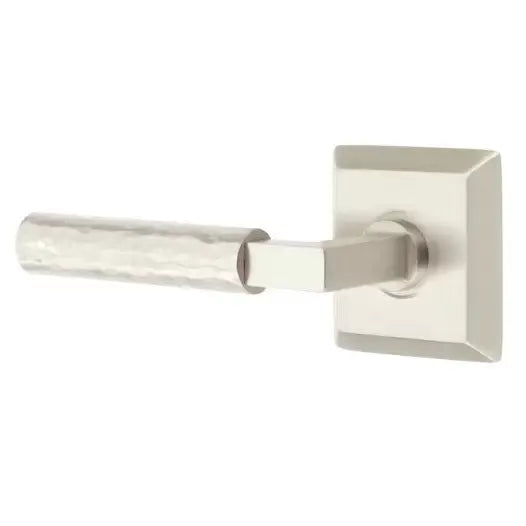 Emtek Hammered Lever with L-Square Stem and Quincy Rose by Emtek