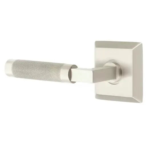 Emtek Knurled Lever with L-Square Stem and Quincy Rose by Emtek