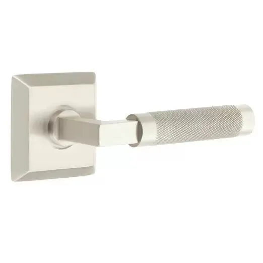 Emtek Knurled Lever with L-Square Stem and Quincy Rose by Emtek