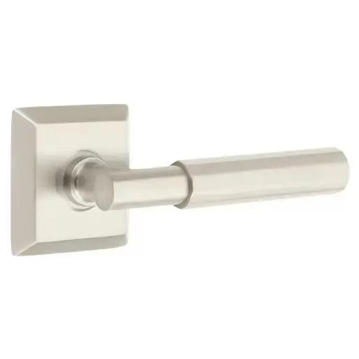 Emtek Faceted Lever with T-Bar Stem and Quincy Rose by Emtek