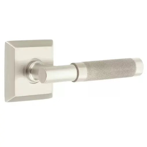 Emtek Knurled Lever with T-Bar Stem and Quincy Rose by Emtek