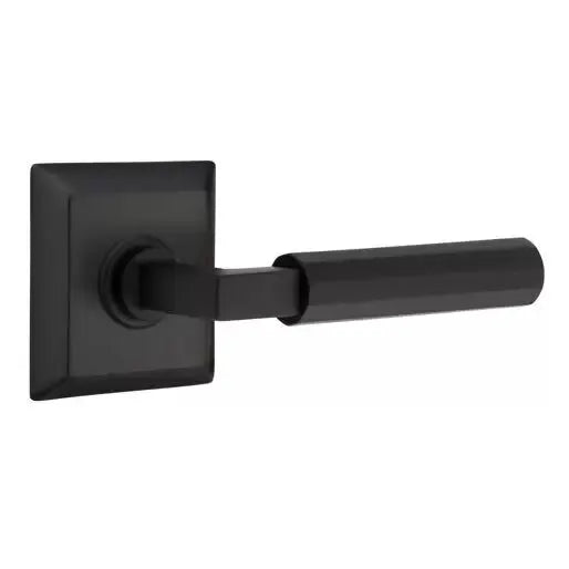 Emtek Faceted Lever with L-Square Stem and Quincy Rose by Emtek