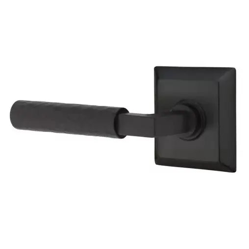 Emtek Hammered Lever with L-Square Stem and Quincy Rose by Emtek