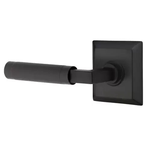 Emtek Knurled Lever with L-Square Stem and Quincy Rose by Emtek