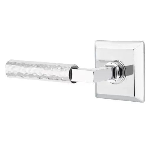 Emtek Hammered Lever with L-Square Stem and Quincy Rose by Emtek