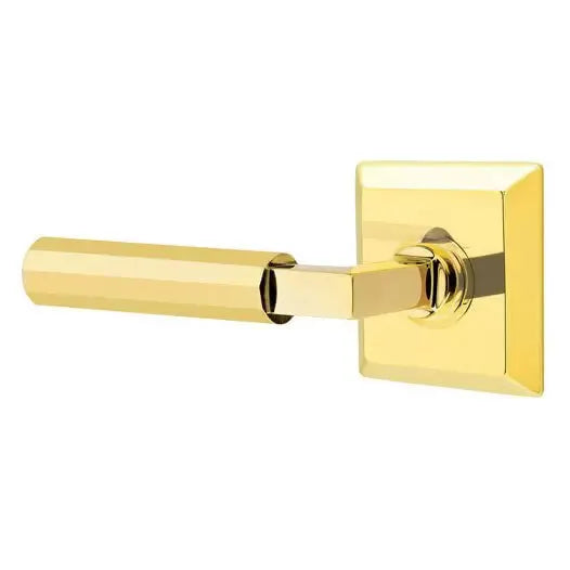 Emtek Faceted Lever with L-Square Stem and Quincy Rose by Emtek