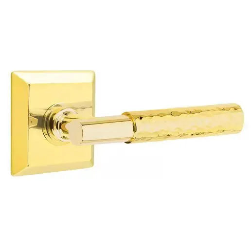 Emtek Hammered Lever with T-Bar Stem and Quincy Rose by Emtek